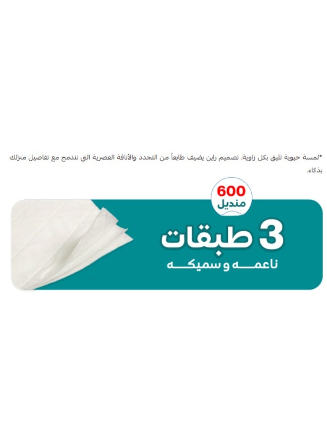 راين بكج راين 600 منديل وجه مفرد 32 عبوة - Image 3